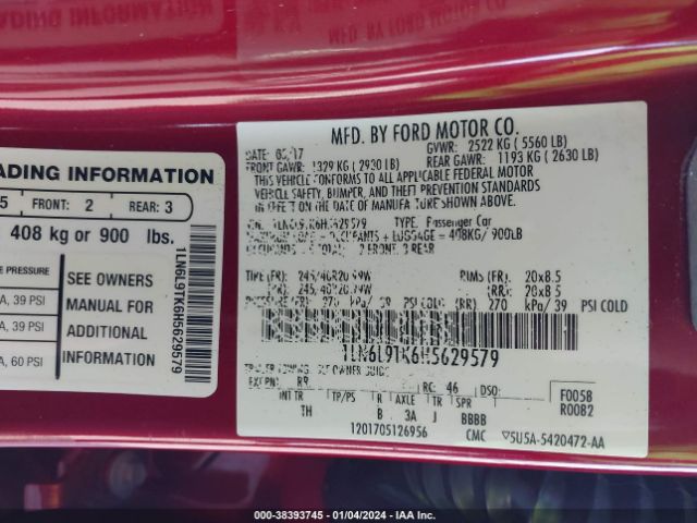1LN6L9TK6H5629579 Lincoln Continental Select