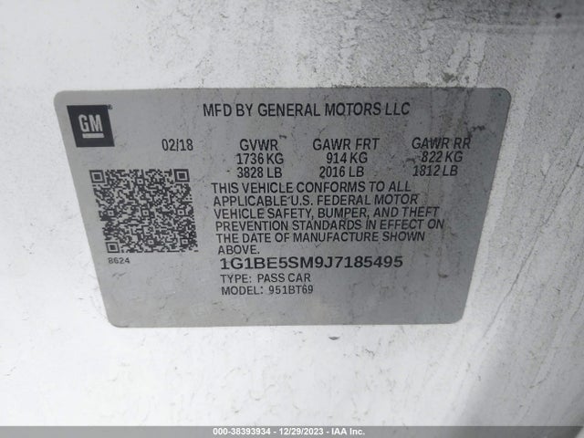 Chevrolet Cruze Lt Auto 2018 1G1BE5SM9J7185495 Image 9