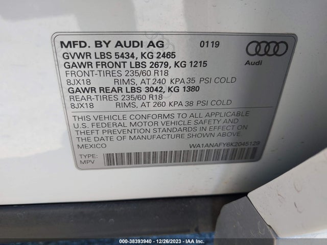 WA1ANAFY6K2045129 Audi Q5 45 Premium