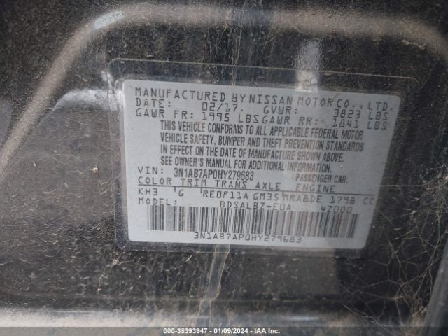 3N1AB7AP0HY279683 Nissan SENTRA S