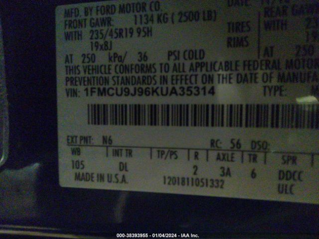 1FMCU9J96KUA35314 Ford Escape Titanium