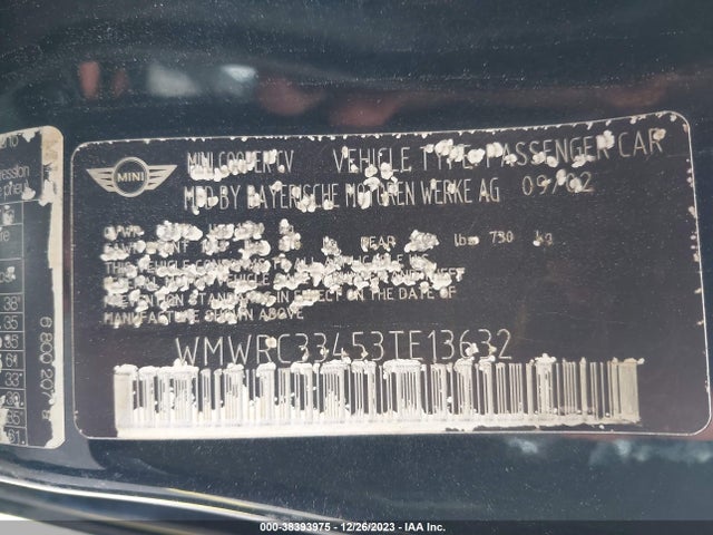 2003 MINI COOPER HARDTOP WMWRC33453TE13632 Photo 8