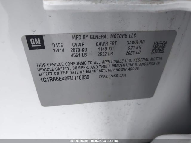 Chevrolet Volt 2015 1G1RA6E40FU116036 Image 9