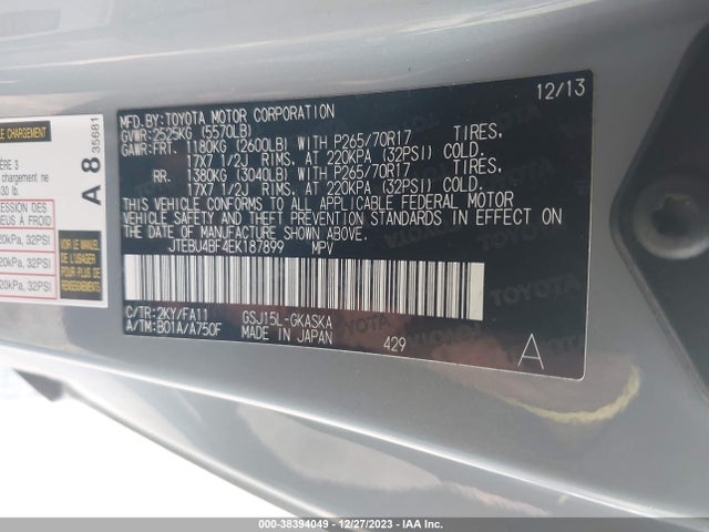 Toyota FJ Cruiser 2014 JTEBU4BF4EK187899 Image 9