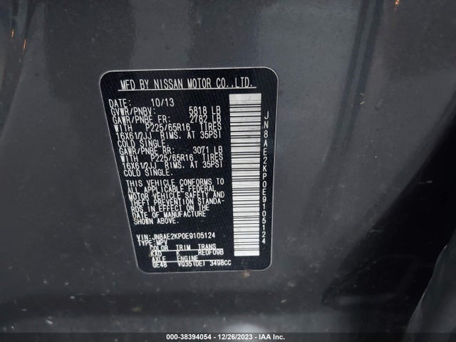Nissan QUEST S 2014 JN8AE2KP0E9105124 Image 9