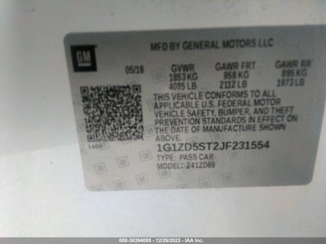 Chevrolet MALIBU LT 2018 1G1ZD5ST2JF231554 Image 9