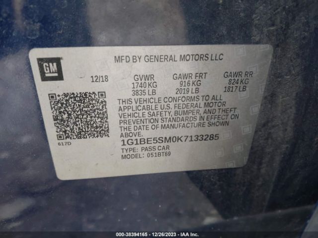 1G1BE5SM0K7133285 Chevrolet CRUZE LT