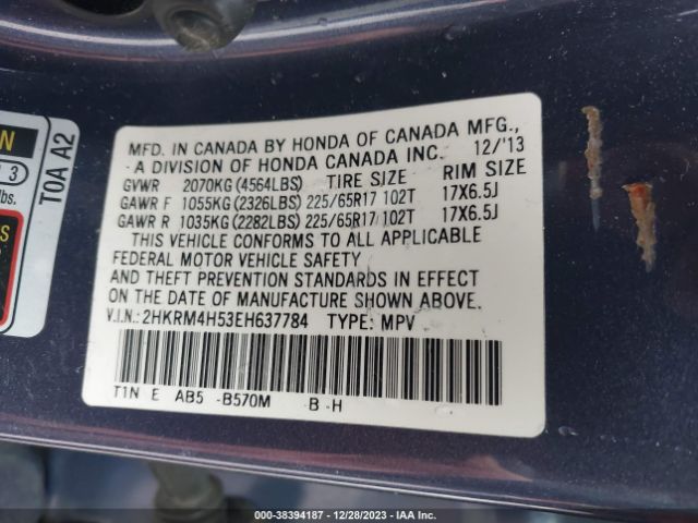 2HKRM4H53EH637784 Honda CR-V EX