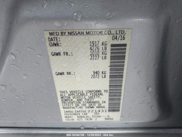 Nissan Altima 2.5 Sr 2016 1N4AL3AP2GC221431 Image 9