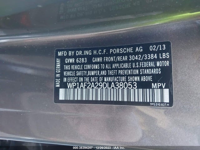 2013 PORSCHE CAYENNE WP1AF2A29DLA38053 Photo 8