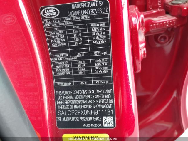 2022 LAND ROVER DISCOVERY SPORT SALCP2FX0NH911181 Photo 8