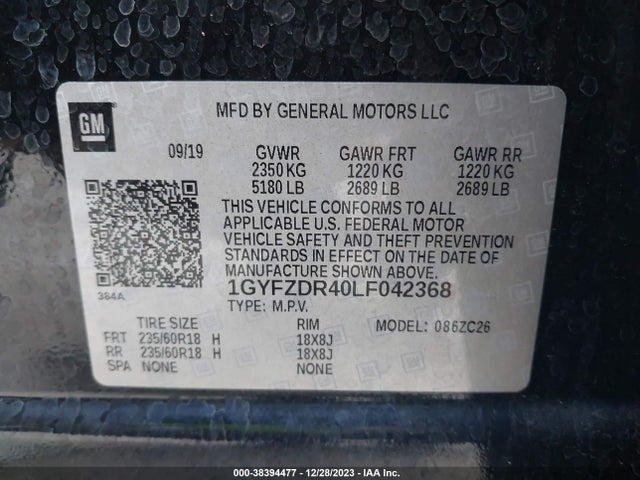 1GYFZDR40LF042368 Cadillac Xt4 Awd Premium Luxury