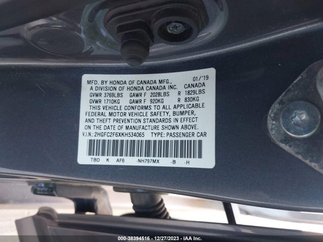 Honda Civic Lx 2019 2HGFC2F6XKH534065 Image 9