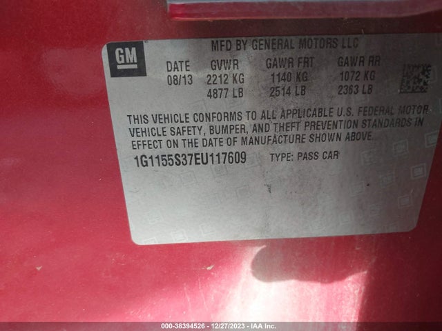 Chevrolet IMPALA 2LZ 2014 1G1155S37EU117609 Image 9