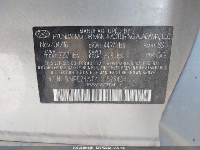 Hyundai SONATA 2017 5NPE24AF4HH523434 Image 9