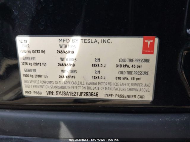 2018 TESLA MODEL S 5YJSA1E27JF293646 Photo 8