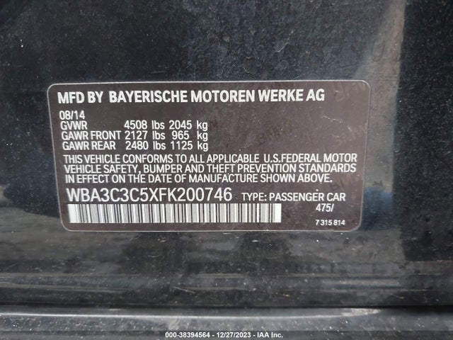 BMW 320i Xdrive 2015 WBA3C3C5XFK200746 Image 9
