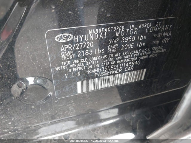 2020 HYUNDAI ELANTRA GT VIN: KMHH35LE0LU145840