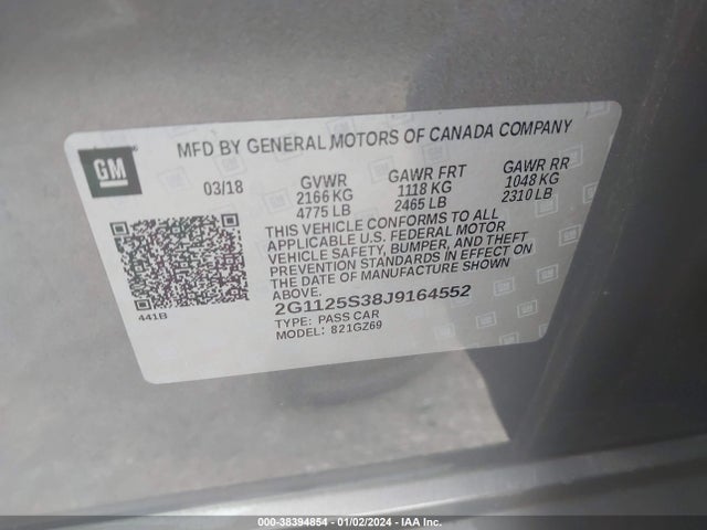 Chevrolet IMPALA 2LZ 2018 2G1125S38J9164552 Image 9