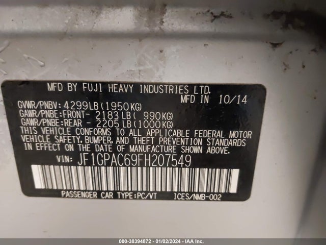 Subaru Impreza 2.0i Premium 2015 JF1GPAC69FH207549 Image 9