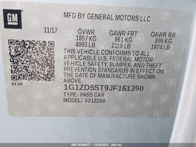 Chevrolet MALIBU LT 2018 1G1ZD5ST9JF161390 Image 9
