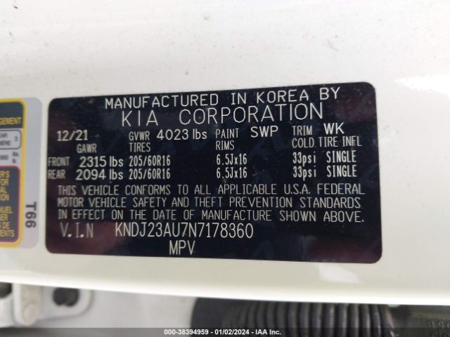 KNDJ23AU7N7178360 KIA SOUL LX
