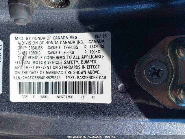 Honda Civic Lx 2015 2HGFG3B54FH529215 Image 9