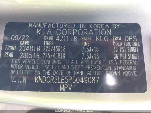 KNDCR3LE5P5049087 KIA Niro Ex Touring