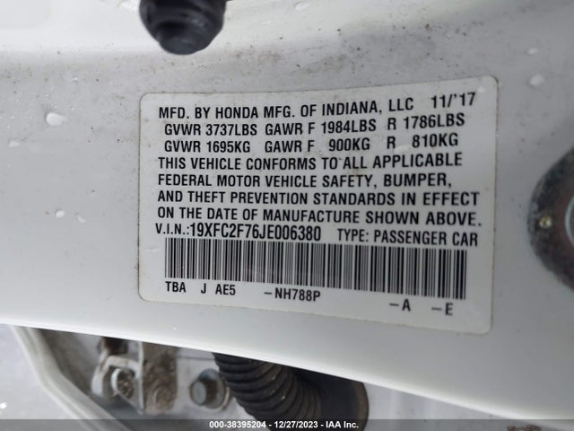 Honda CIVIC EX 2018 19XFC2F76JE006380 Image 9