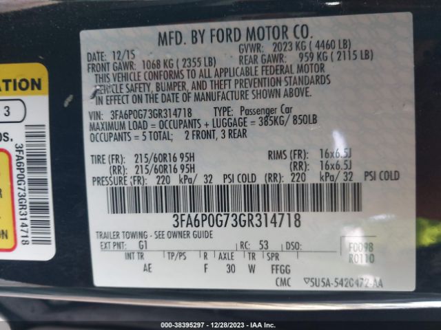 2016 FORD FUSION 3FA6P0G73GR314718 Photo 8