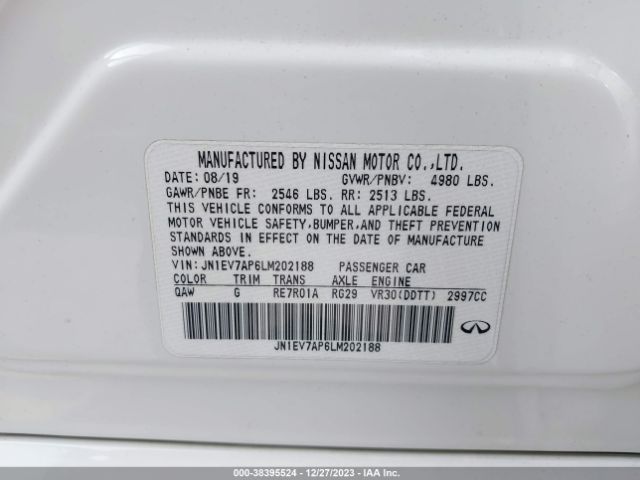 JN1EV7AP6LM202188 Infiniti Q50 LUXE