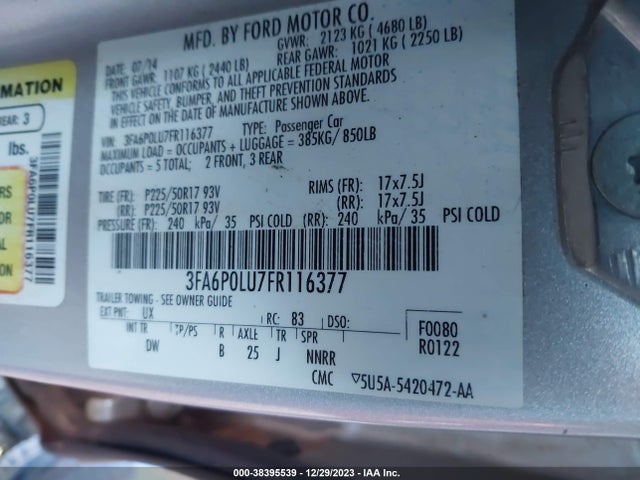 Ford Fusion Hybrid Se 2015 3FA6P0LU7FR116377 Image 9