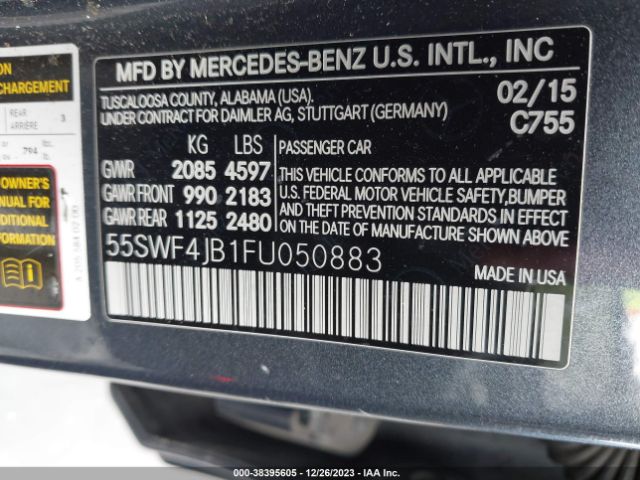 2015 MERCEDES-BENZ C 300 55SWF4JB1FU050883 Photo 8