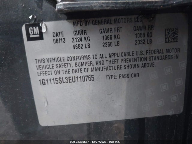 Chevrolet IMPALA 1LT 2014 1G1115SL3EU110765 Image 9