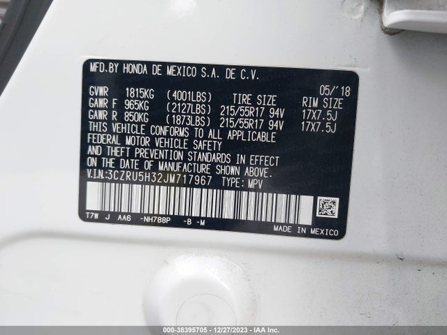 Honda HR-V LX 2018 3CZRU5H32JM717967 Image 9