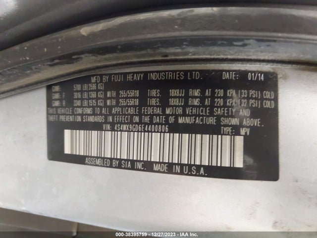 4S4WX9GD6E4400806 Subaru Tribeca 3.6r Limited