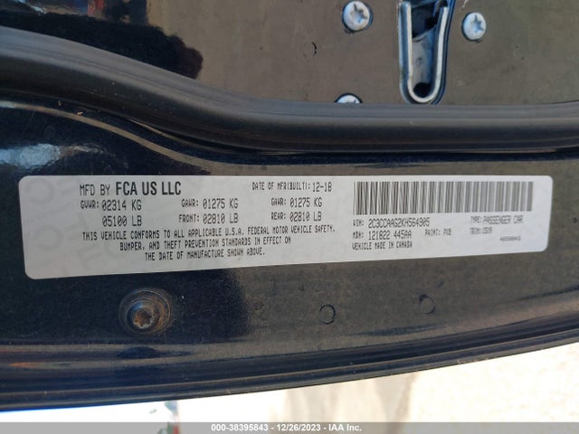 2019 CHRYSLER 300 TOURING VIN: 2C3CCAAG2KH564905