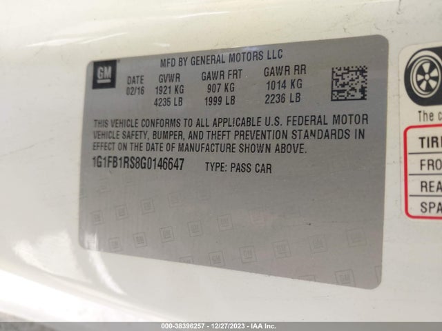 Chevrolet Camaro 1lt 2016 1G1FB1RS8G0146647 Image 9