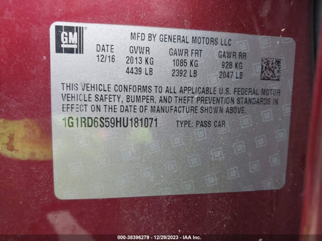Chevrolet Volt Premier 2017 1G1RD6S59HU181071 Image 9