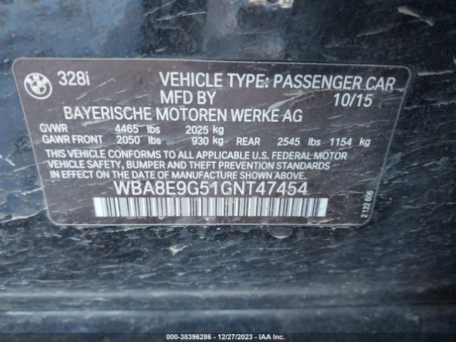 WBA8E9G51GNT47454 BMW 328I