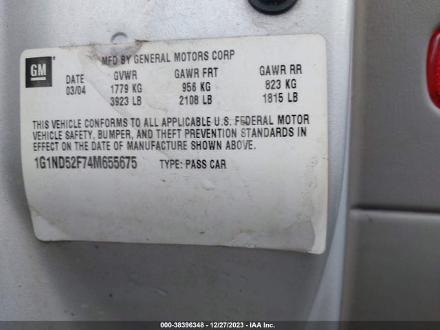 2004 CHEVROLET CLASSIC VIN: 1G1ND52F74M655675