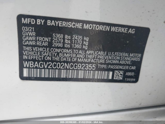BMW 840i Gran Coupe 2022 WBAGV2C02NCG92355 Image 9