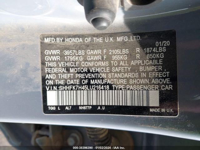 SHHFK7H45LU216418 Honda Civic Sport