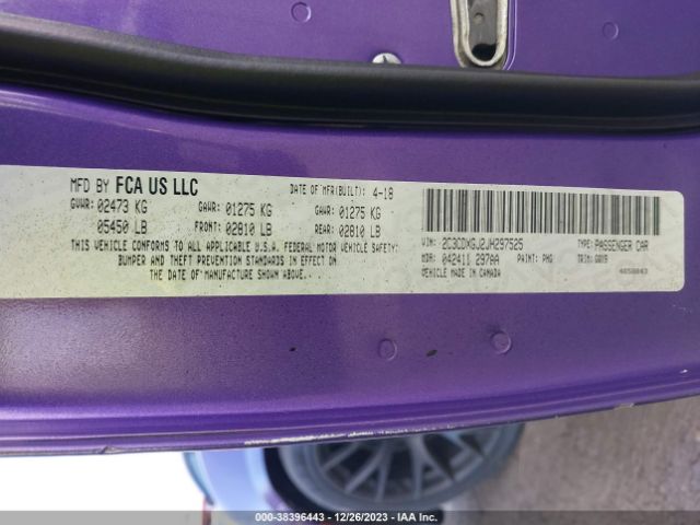 2C3CDXGJ2JH297525 Dodge Charger R/t Scat Pack Rwd
