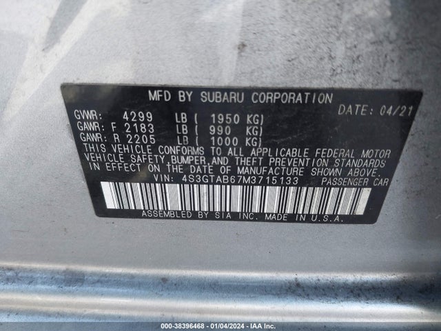 Subaru Impreza 5-door 2021 4S3GTAB67M3715133 Image 9