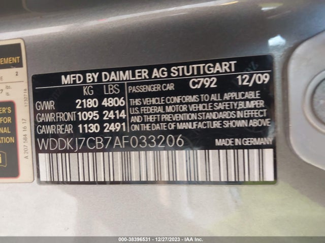2010 MERCEDES-BENZ E 550 VIN: WDDKJ7CB7AF033206
