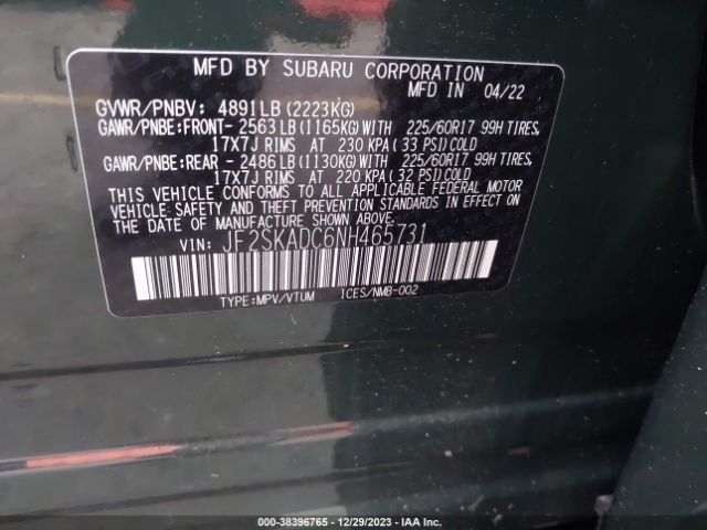 JF2SKADC6NH465731 Subaru Forester Premium