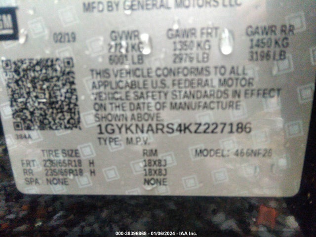1GYKNARS4KZ227186 Cadillac Xt5 Standard