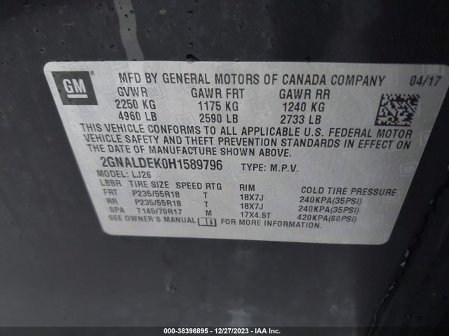 Chevrolet Equinox Premier 2017 2GNALDEK0H1589796 Image 9