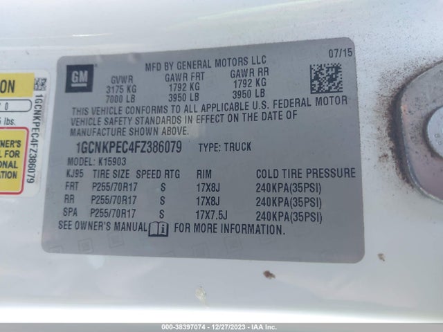 Chevrolet Silverado 1500 Wt 2015 1GCNKPEC4FZ386079 Image 9